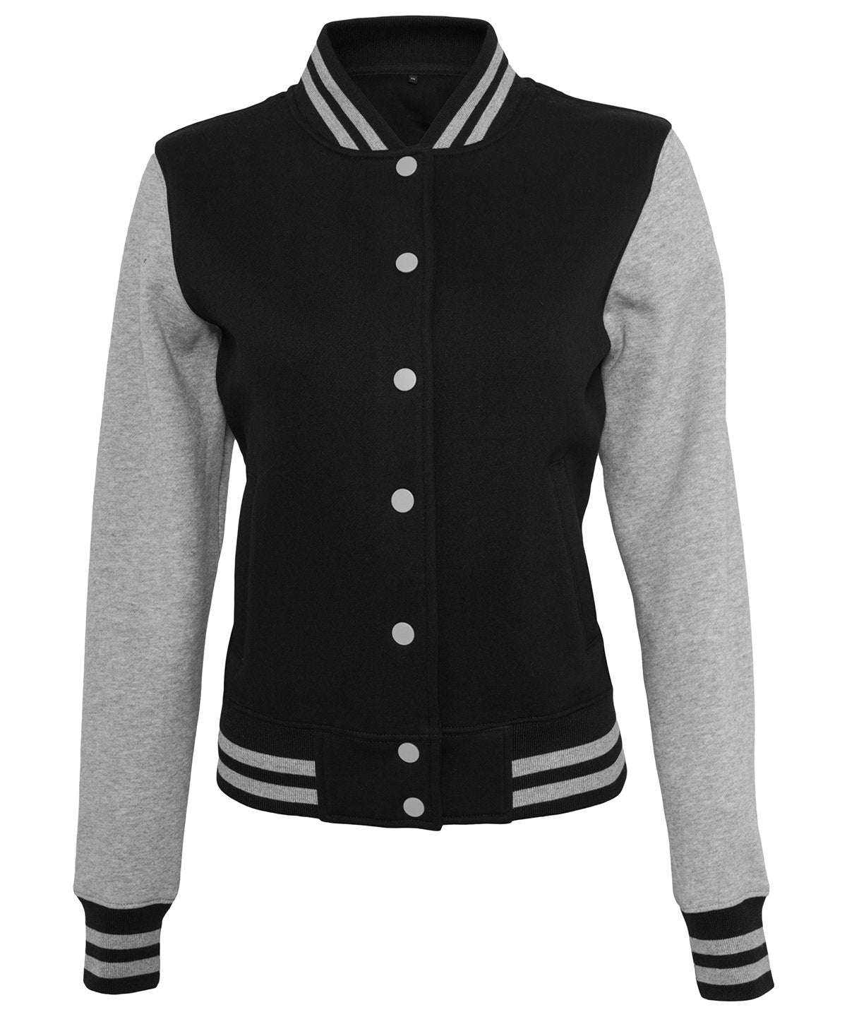 Black/Heather Grey - Women's sweat college jacket - GarmentEmbroidery