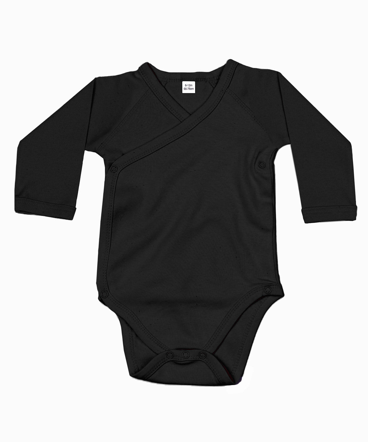 Black - Baby long sleeve kimono bodysuit - GarmentEmbroidery