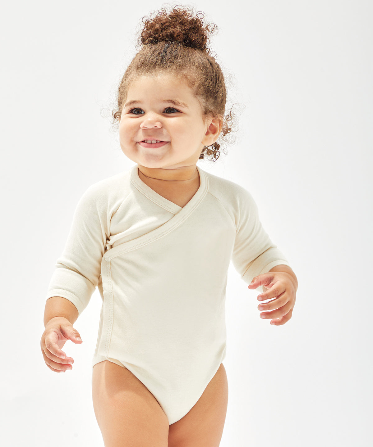 Black - Baby long sleeve kimono bodysuit - GarmentEmbroidery