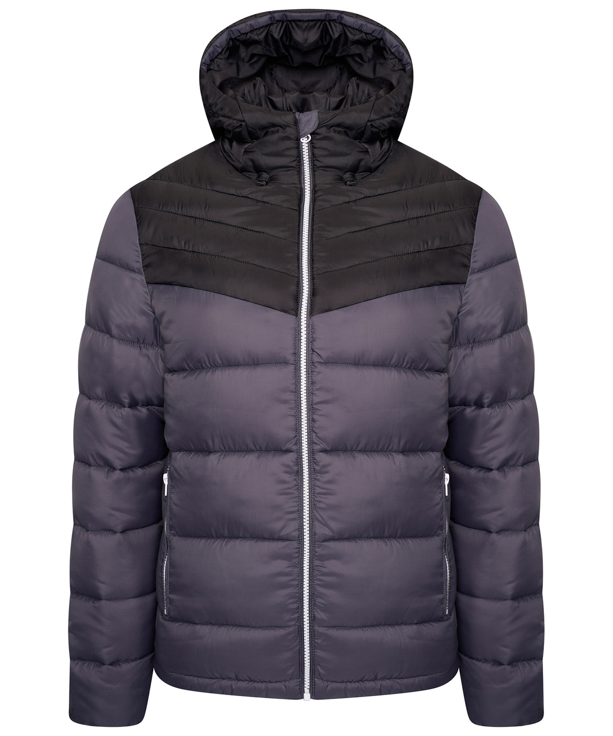 Ebony Grey/Black - Hot shot hooded baffle jacket - GarmentEmbroidery