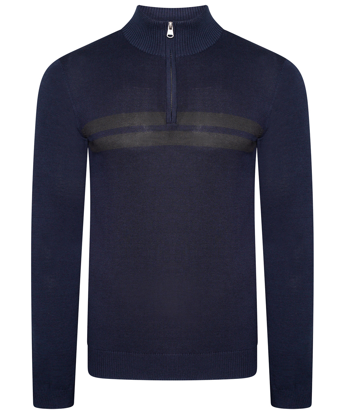Nightfall Navy/Ebony Grey - Unite Us 1/4 zip knitted sweater - GarmentEmbroidery