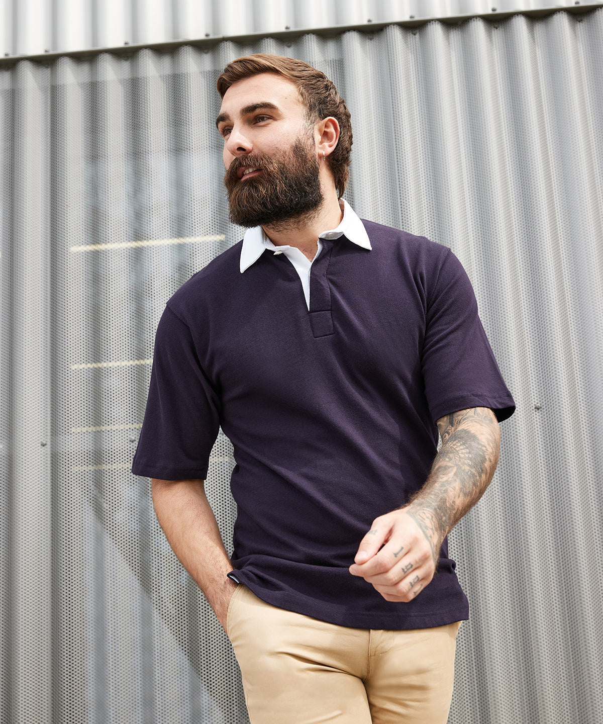 Navy - Short sleeve rugby shirt - GarmentEmbroidery