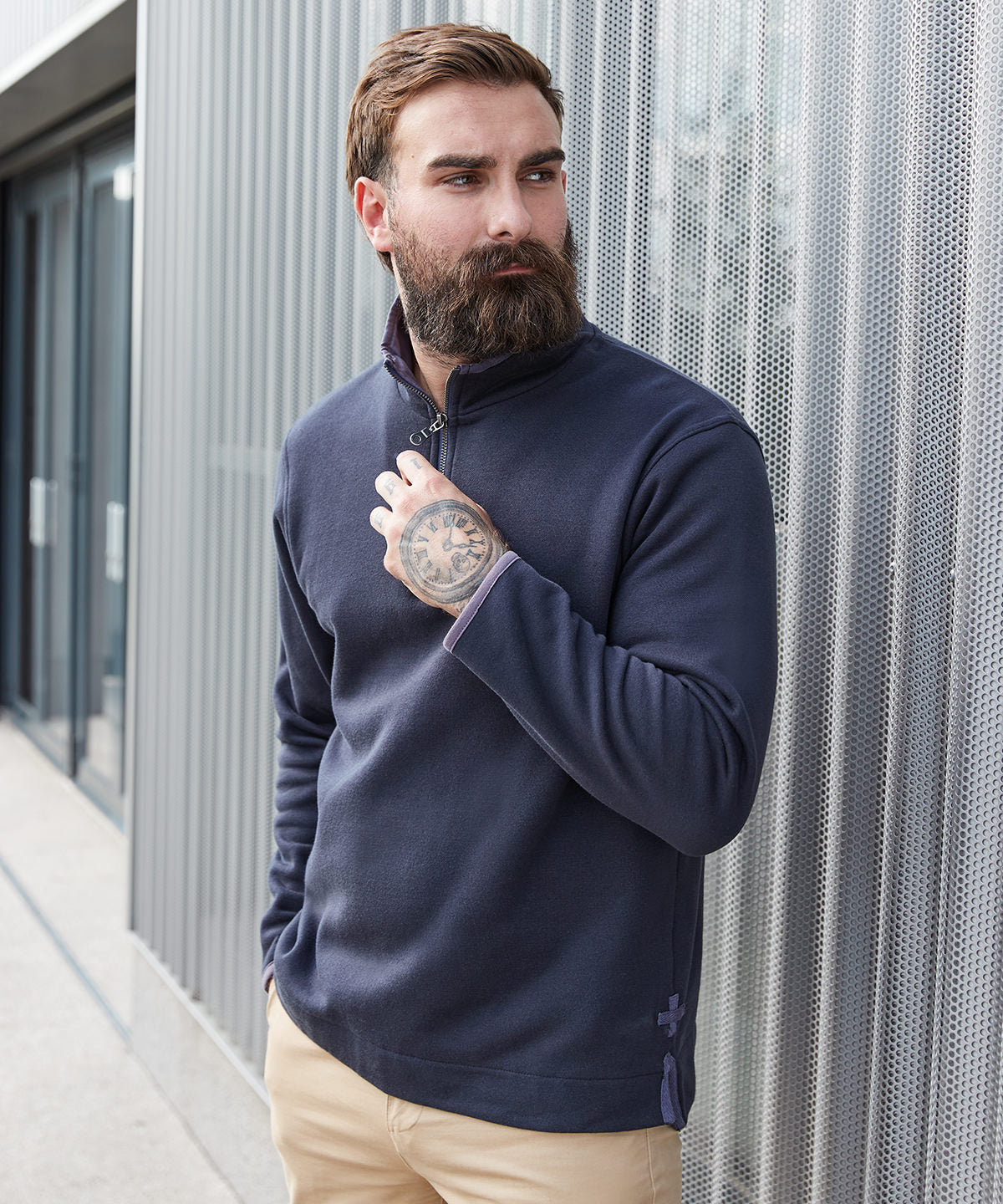 Navy - Supersoft ¼ zip sweatshirt - GarmentEmbroidery