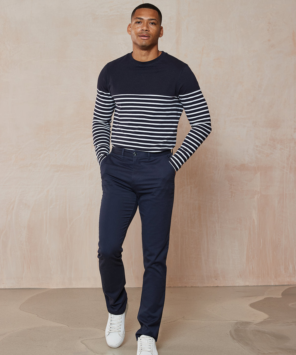 Khaki - Stretch chinos - GarmentEmbroidery