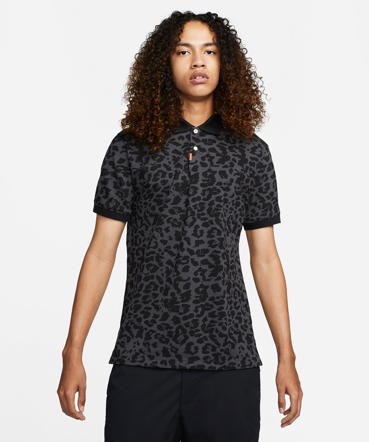 Smoke Grey/Black - Nike polo golf primal print slim - GarmentEmbroidery