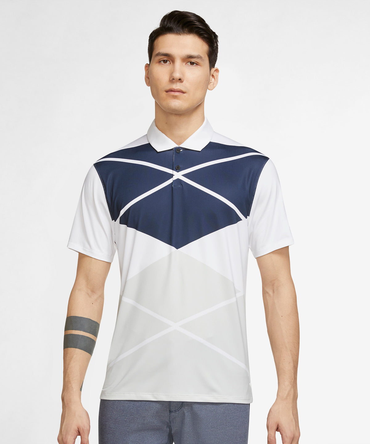 Washed Teal/Black - Nike Vapor argyle print polo - GarmentEmbroidery