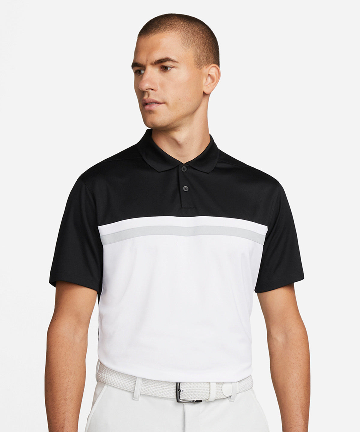 Light Smoke Grey/Obsidian/White/White - Nike Victory colour block polo - GarmentEmbroidery