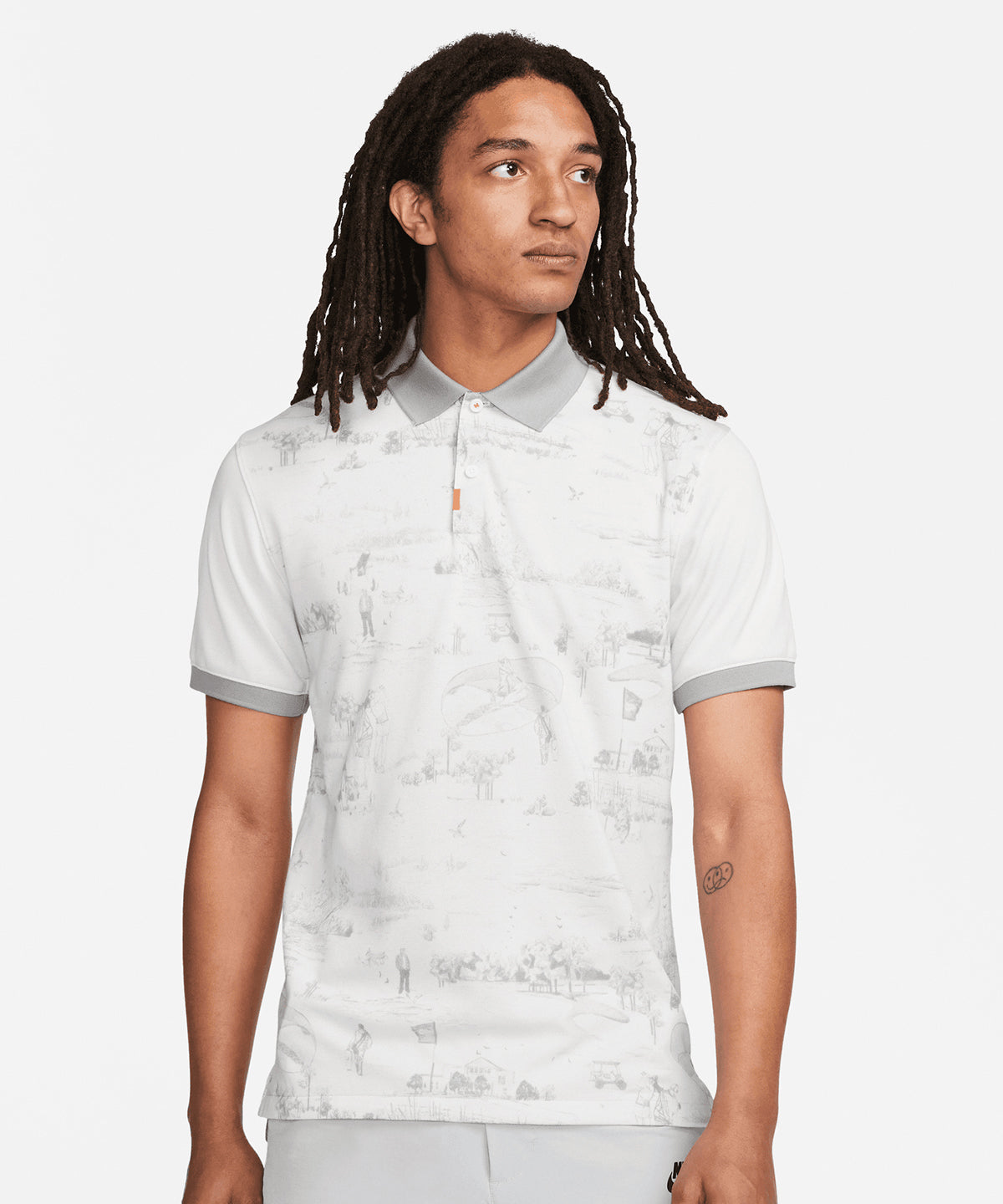 Photon Dust/Particle Grey/Photon Dust - Nike Dri-FIT slim print polo - GarmentEmbroidery