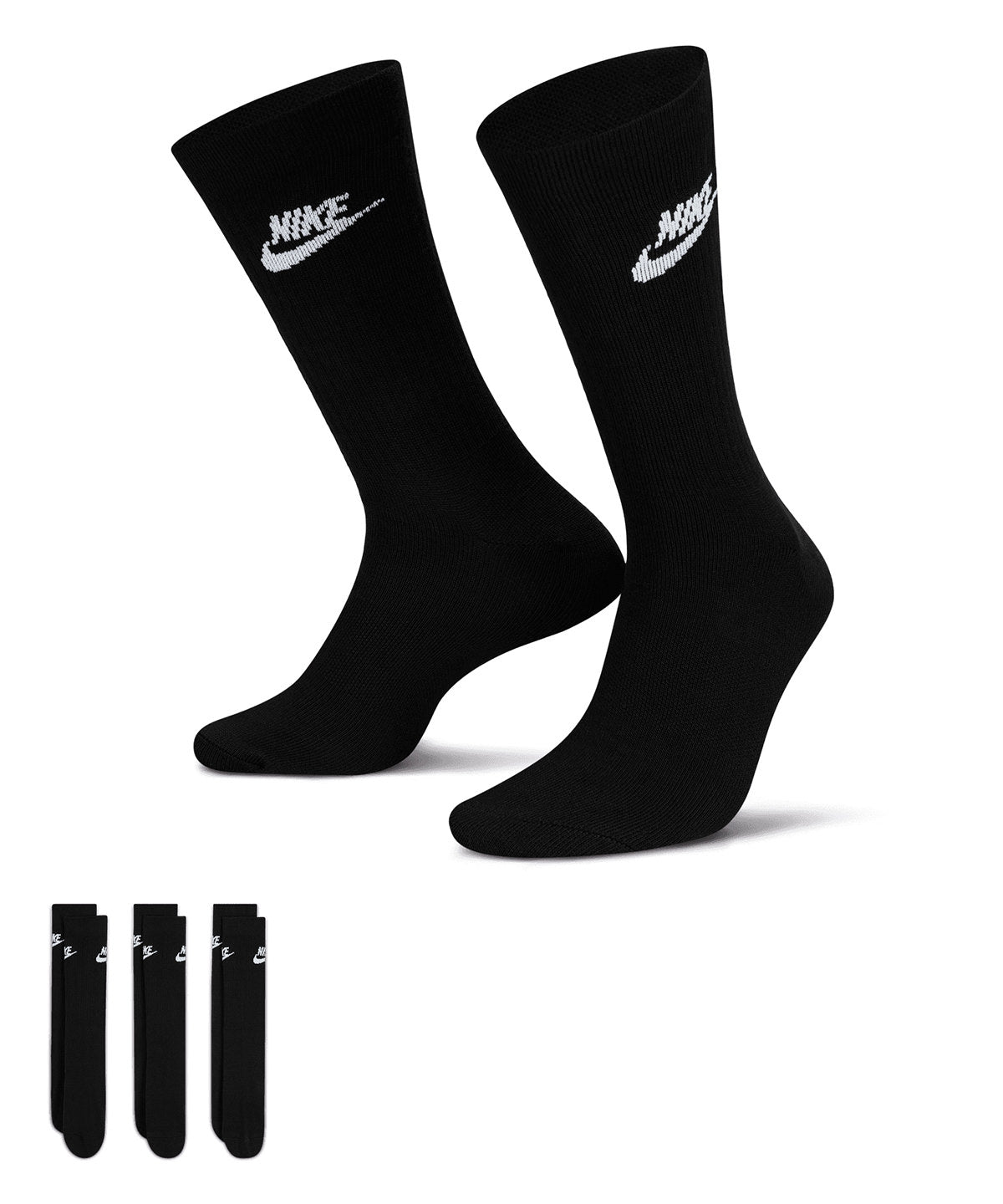 Black/White - Nike everyday essential crew socks (3 pairs) - GarmentEmbroidery