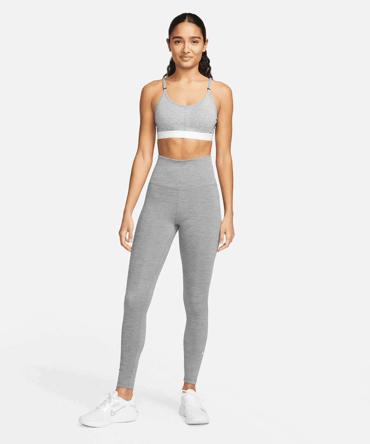 Iron Grey/Heather/White - Women’s Nike One Dri-FIT high-rise leggings - GarmentEmbroidery