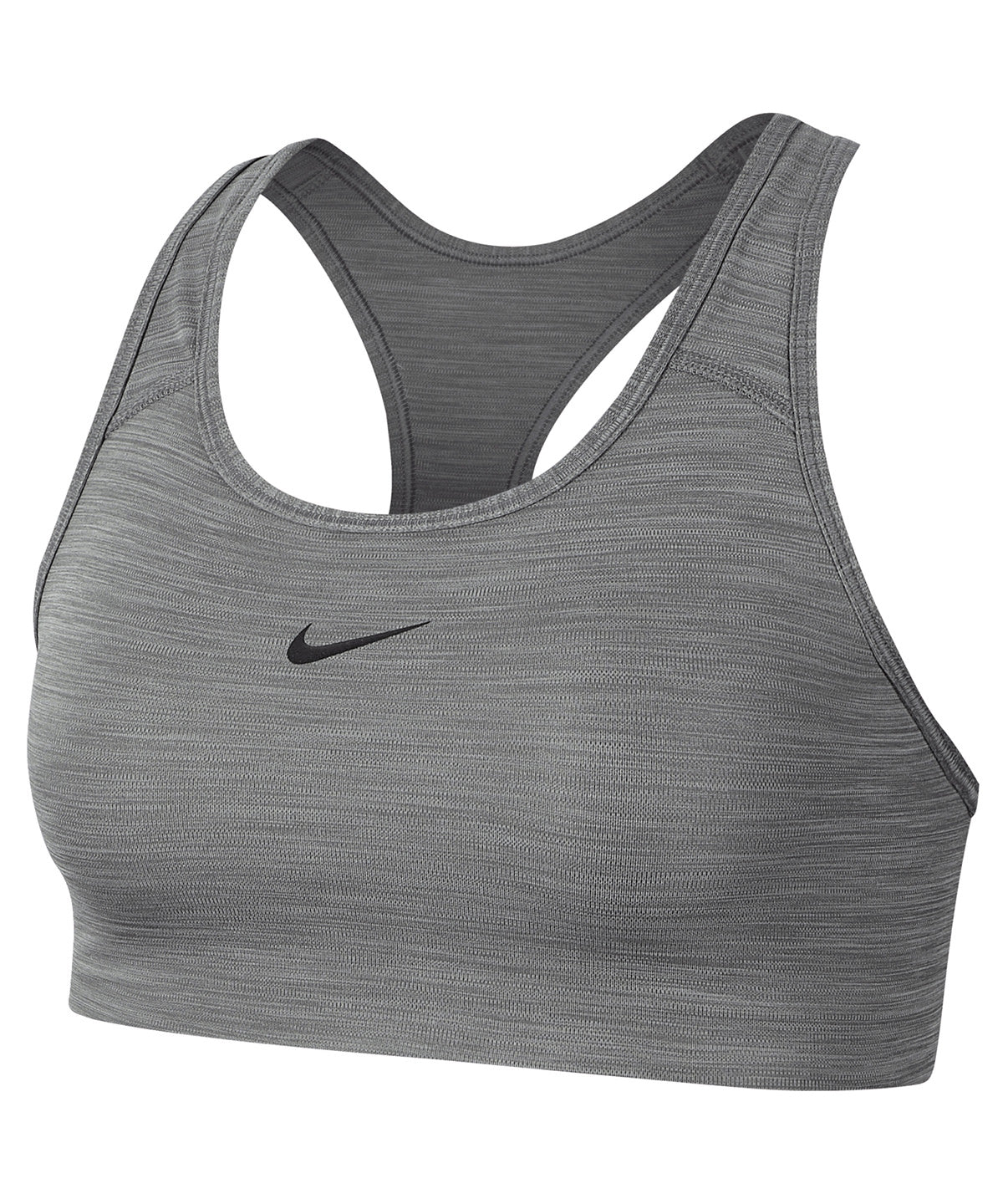 Smoke Grey/Heather/Black - Women’s Nike Dri-FIT Swoosh one-piece bra - GarmentEmbroidery