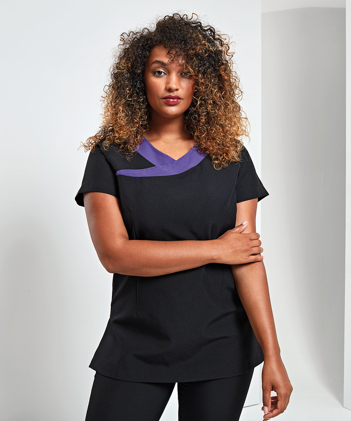 Black/Strawberry Red - Ivy beauty and spa tunic - GarmentEmbroidery