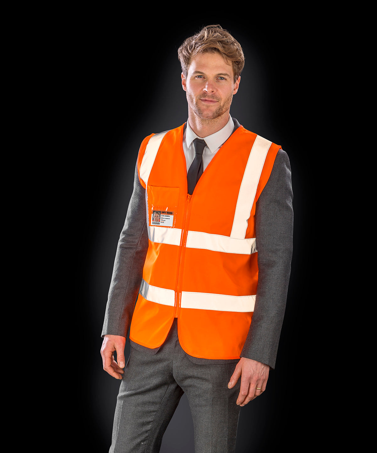 Orange - Core zip ID safety tabard - GarmentEmbroidery