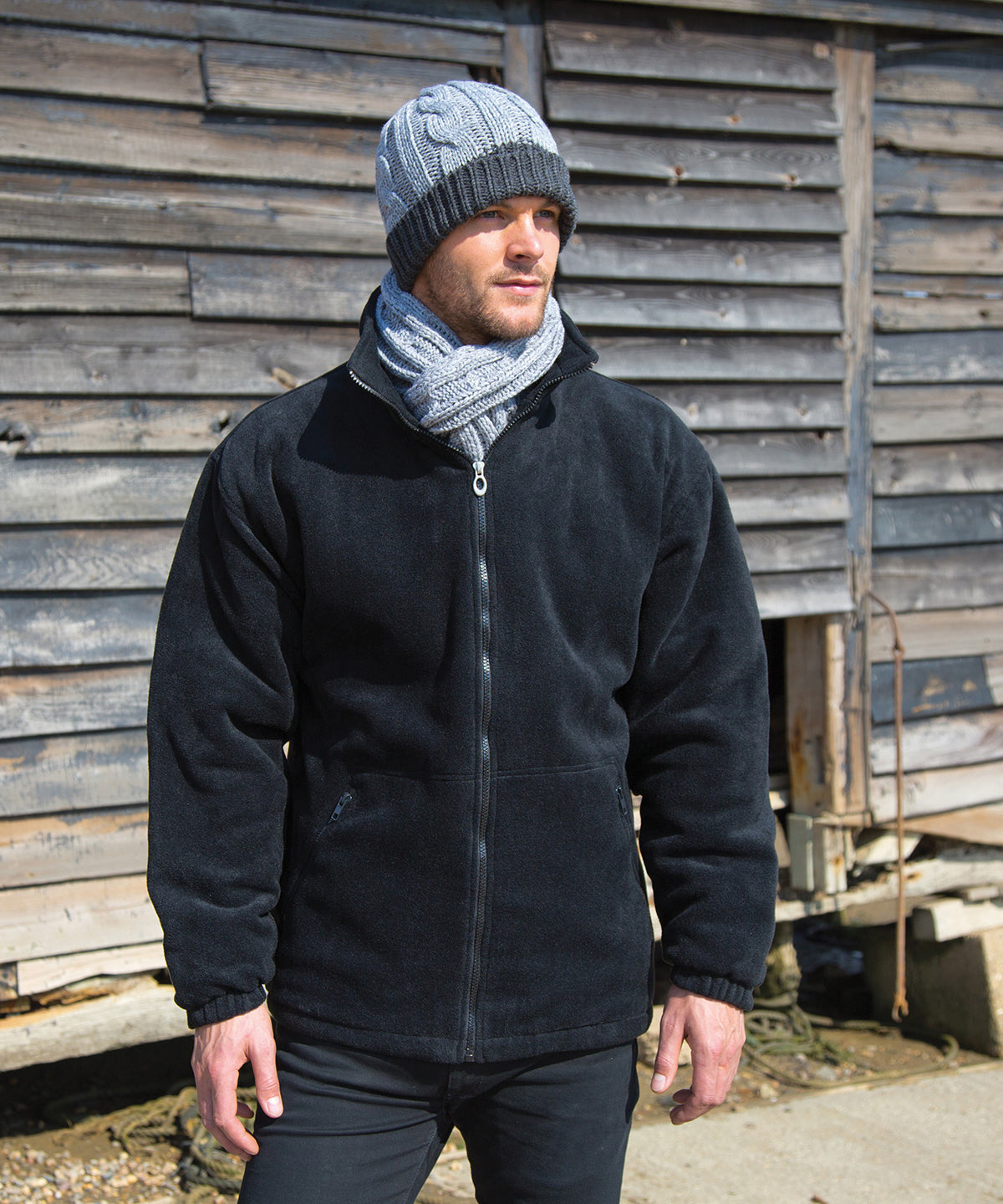Black - Core padded winter fleece - GarmentEmbroidery