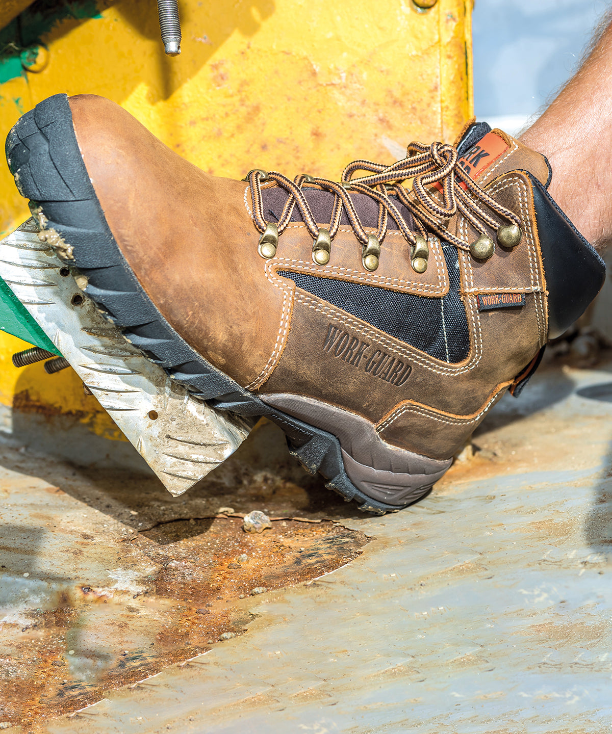 Brown/White/Grey - Carrick safety boot - GarmentEmbroidery