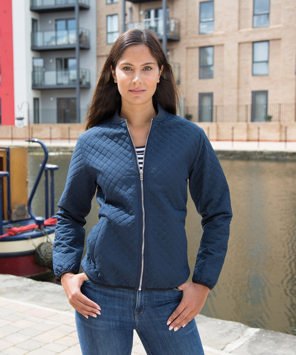 Navy - Women's phantom MA1 softshell bomber - GarmentEmbroidery