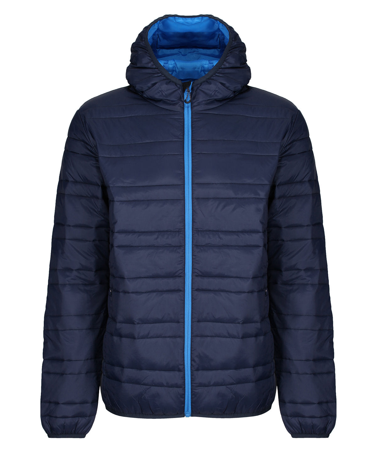 Navy (French Blue) - Hooded firedown packaway baffle jacket - GarmentEmbroidery