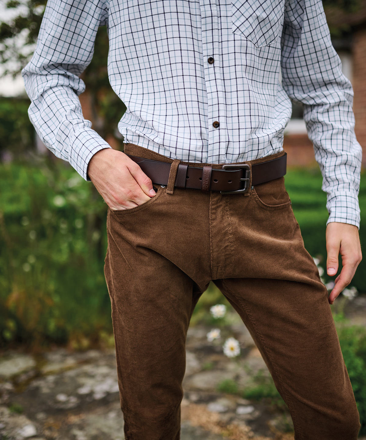 Brown - Pro leather work belt - GarmentEmbroidery