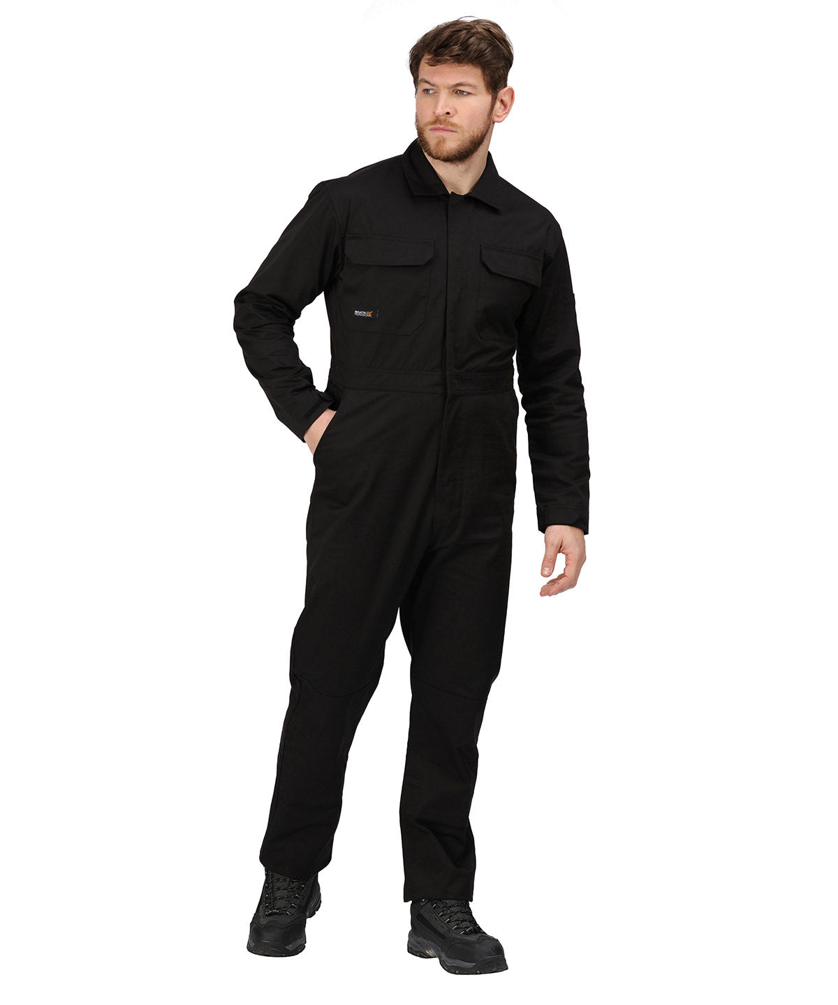 Black - Pro stud fasten coverall - GarmentEmbroidery