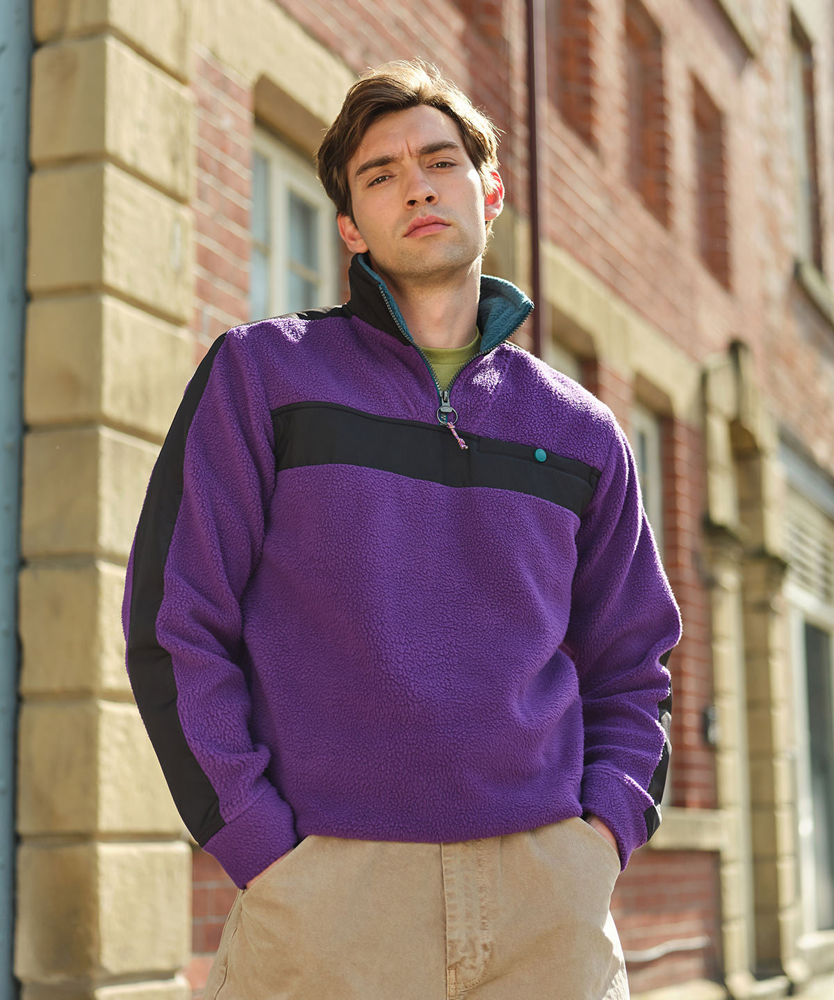 Juniper/Black - Vintage fleece pullover - GarmentEmbroidery