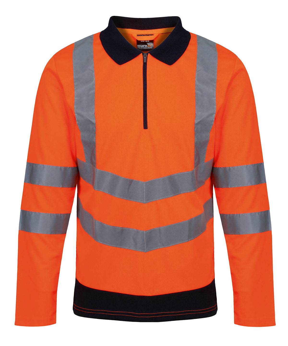 Orange/Navy - Pro hi-vis ls polo shirt - GarmentEmbroidery