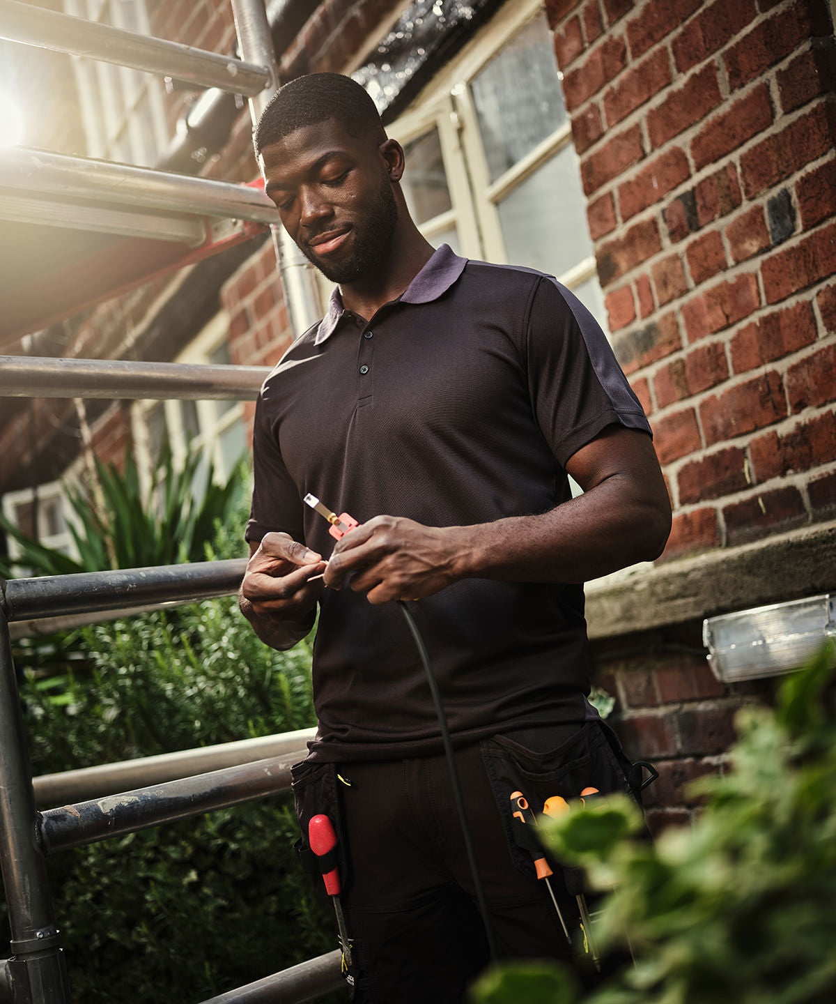 Navy/New Royal - Contrast wicking polo - GarmentEmbroidery