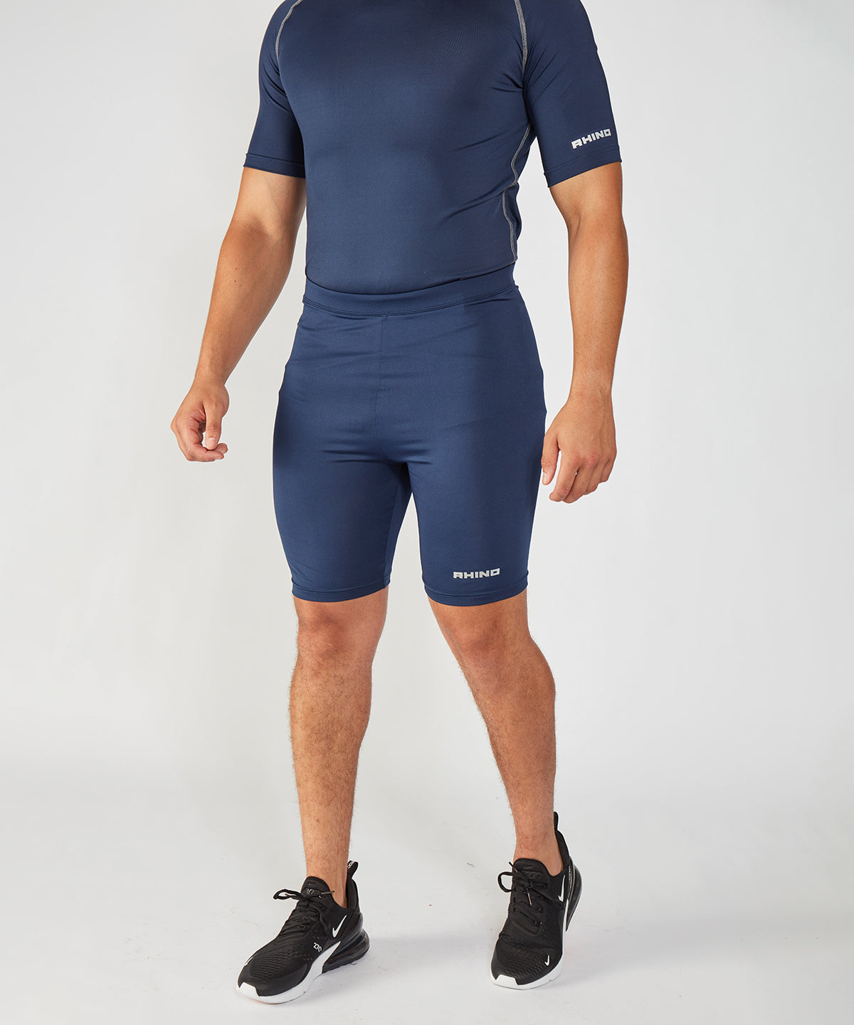 Navy - Rhino baselayer shorts - GarmentEmbroidery