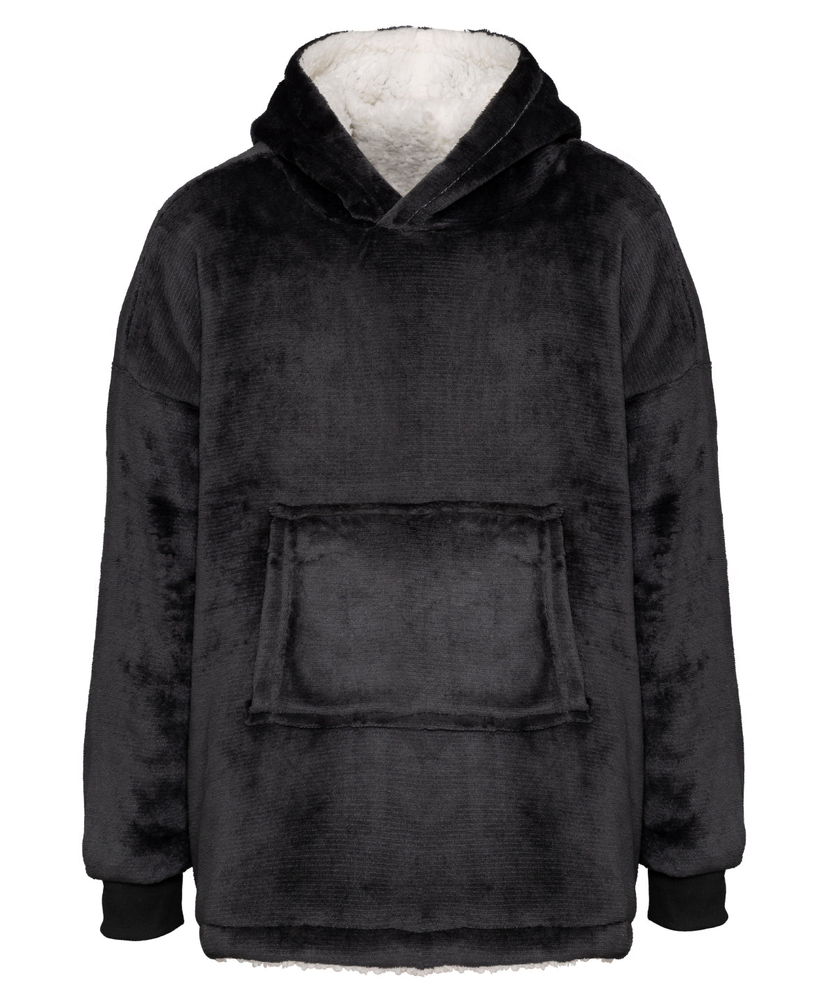 Black - The Kids Ribbon oversized cosy reversible sherpa hoodie - GarmentEmbroidery