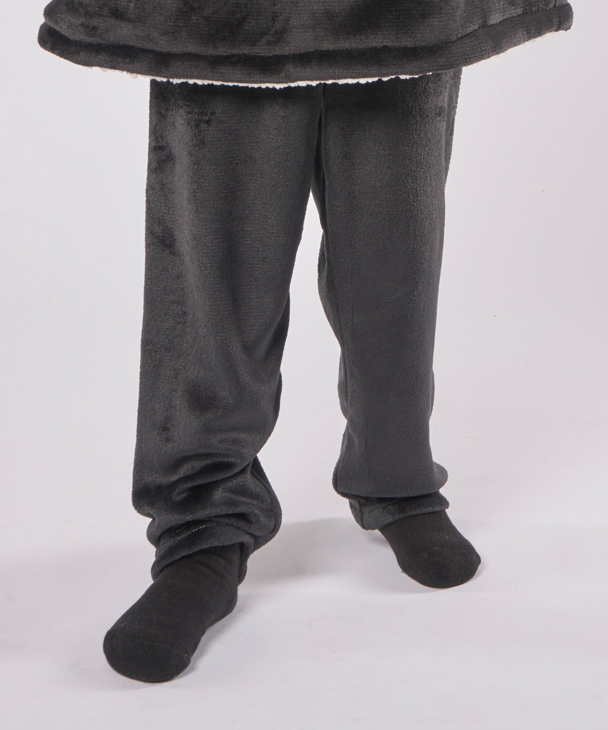 Black - The kids Ribbon luxury Eskimo-style fleece pants - GarmentEmbroidery