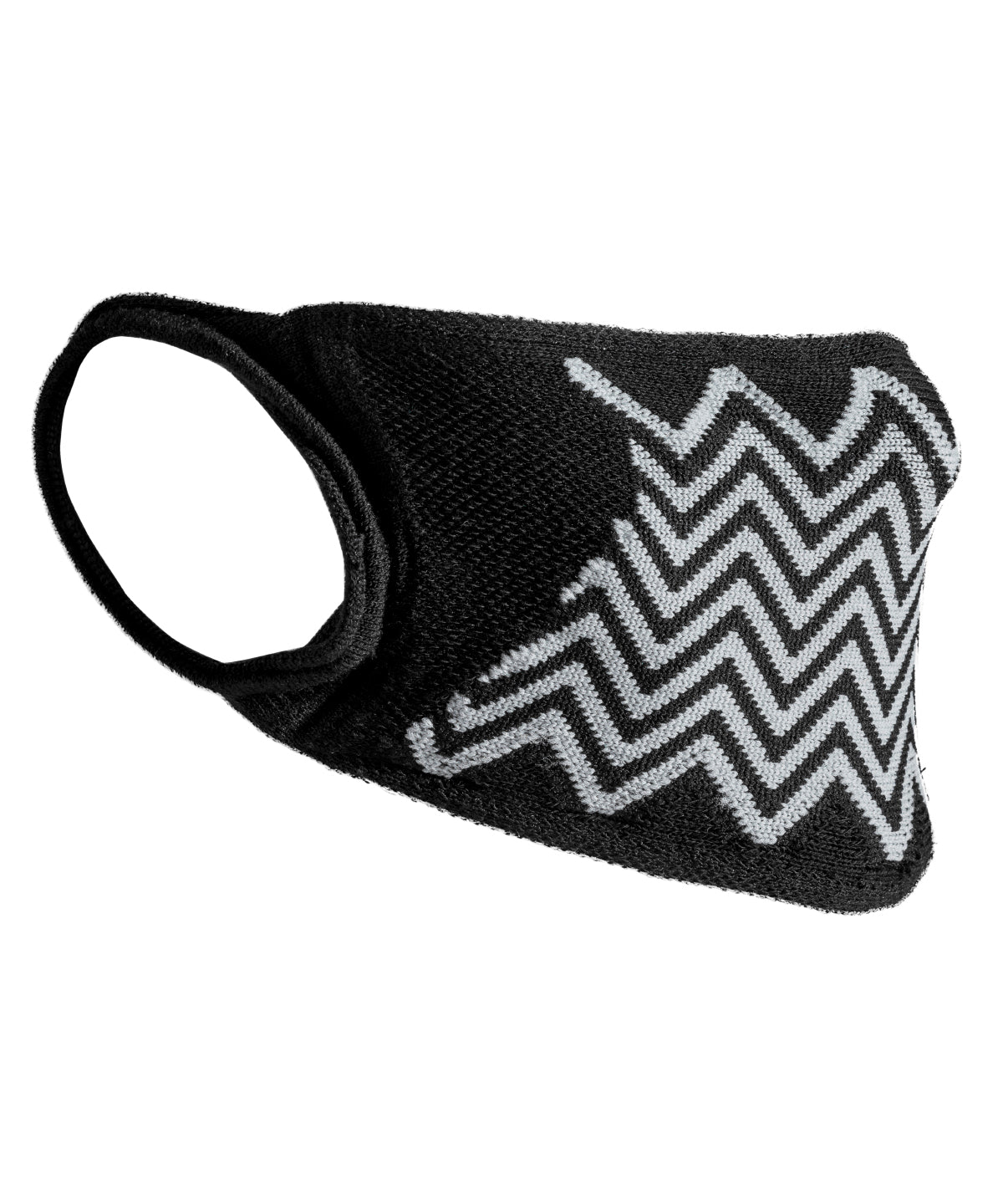 Black/Grey - Natural yarn antibacterial zig zag face mask (Non-PPE) (Pack of 5) - GarmentEmbroidery