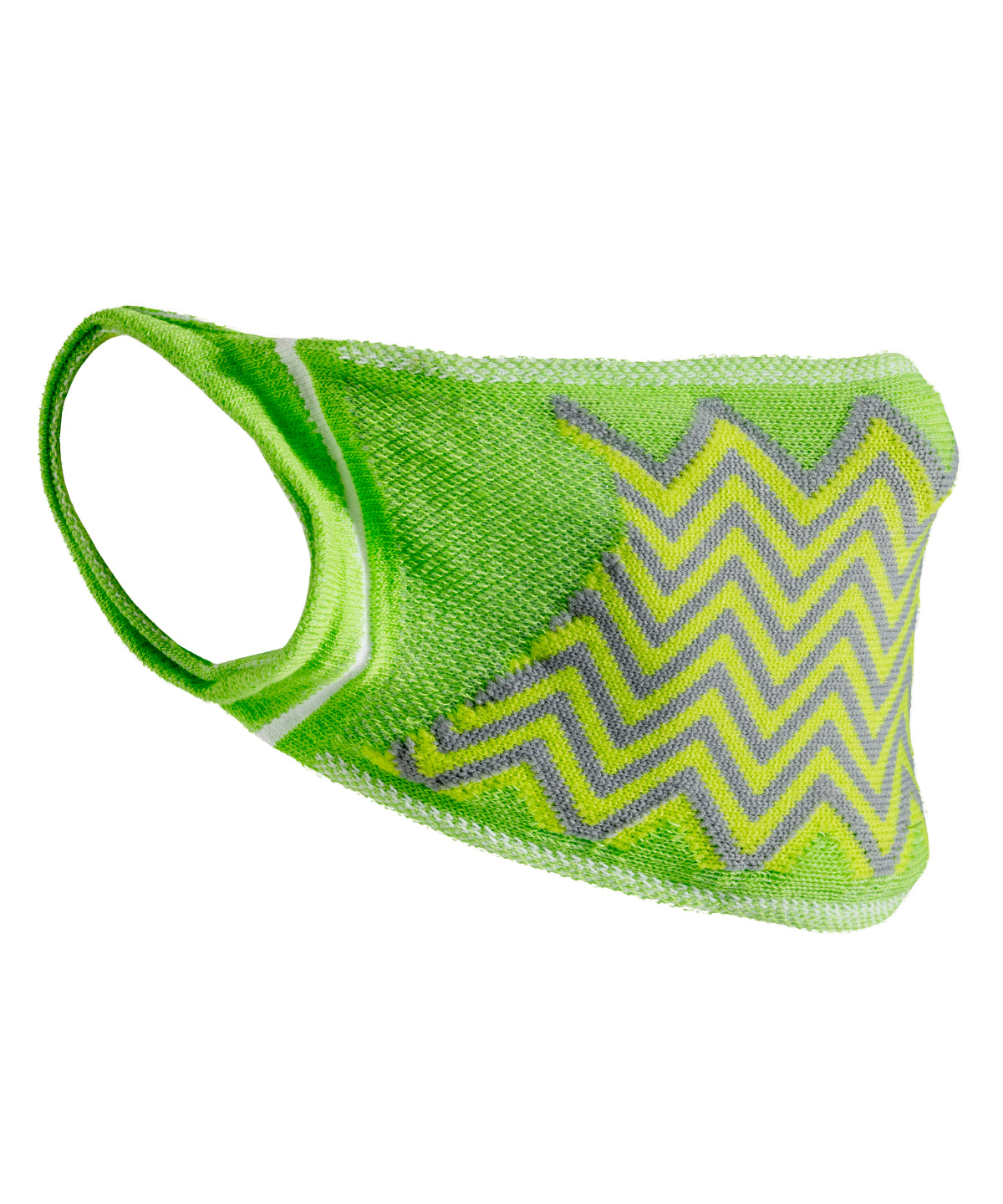 Lime/Grey - Natural yarn antibacterial zig zag face mask (Non-PPE) (Pack of 5) - GarmentEmbroidery