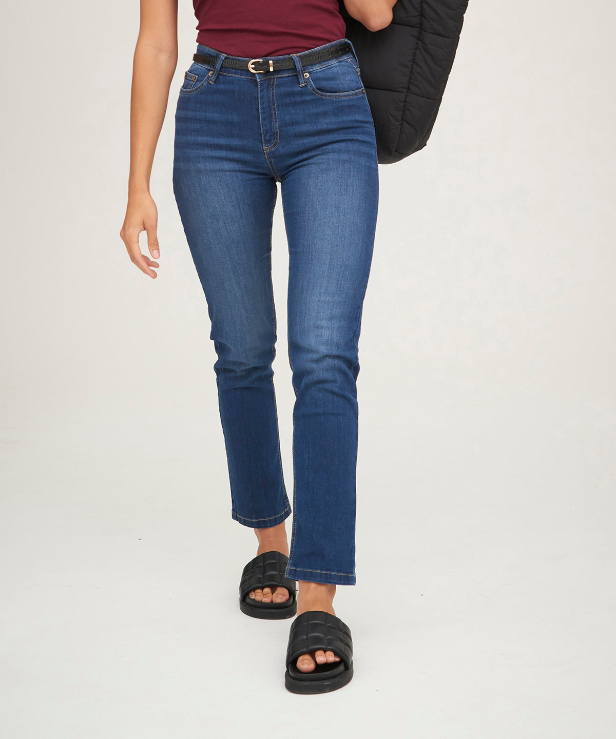 Mid Blue Wash - Women's Katy straight jeans - GarmentEmbroidery