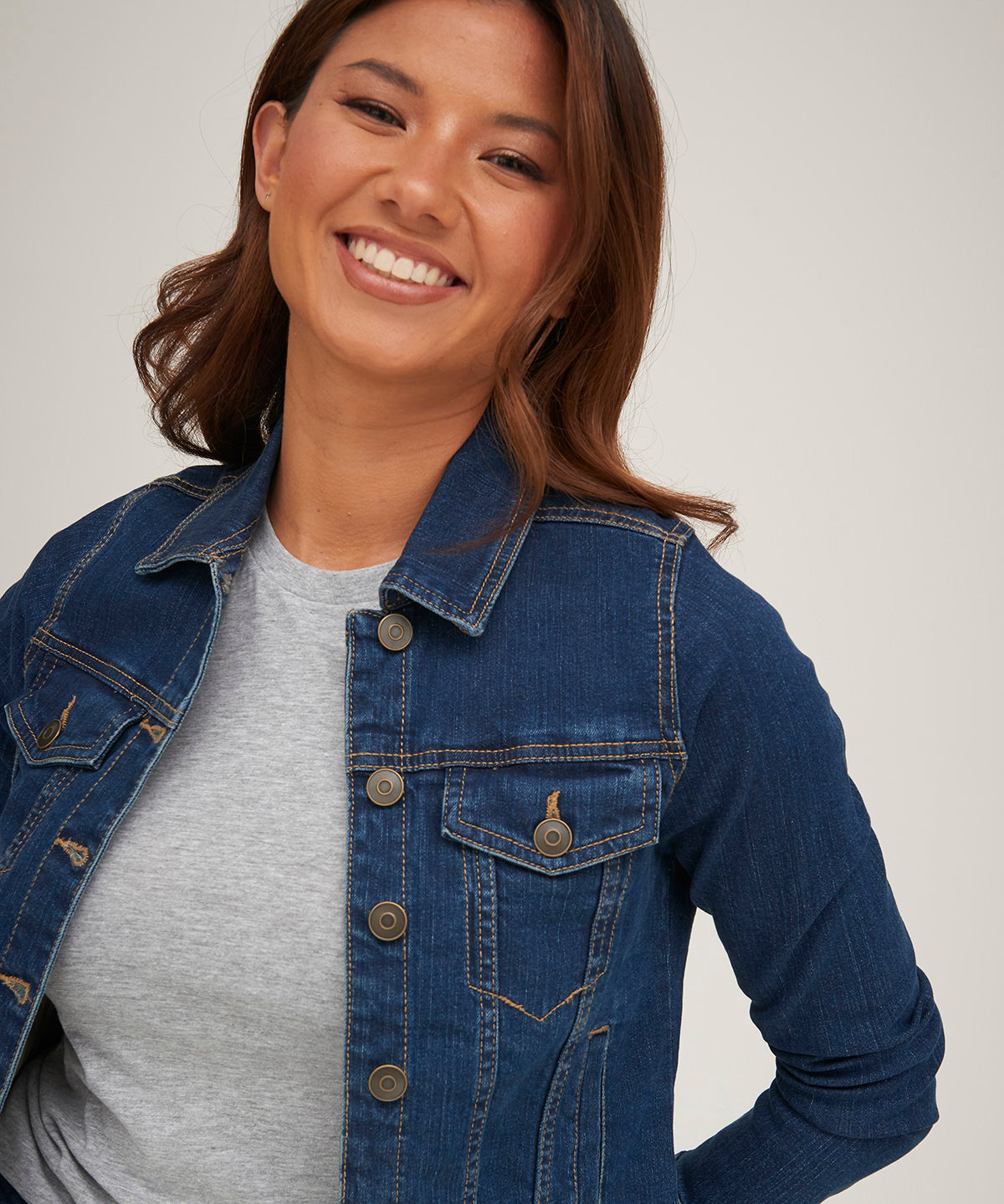 Dark Blue Wash - Women's Olivia denim jacket - GarmentEmbroidery