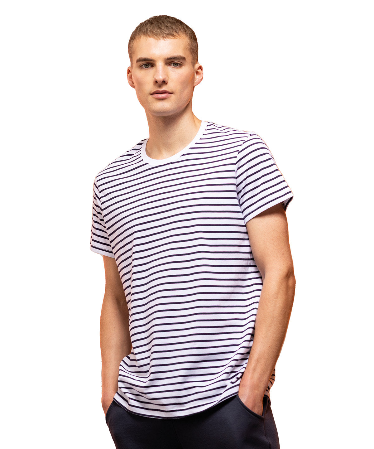 White/Burgundy - Unisex striped T - GarmentEmbroidery