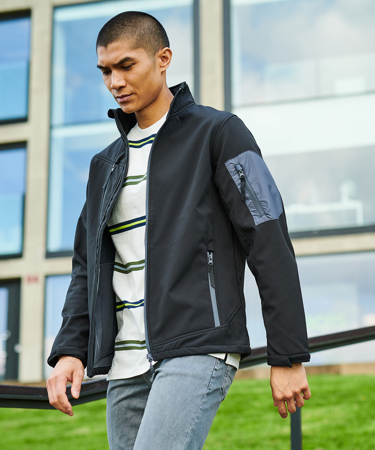 French Blue/Seal Grey - Arcola 3-layer softshell - GarmentEmbroidery