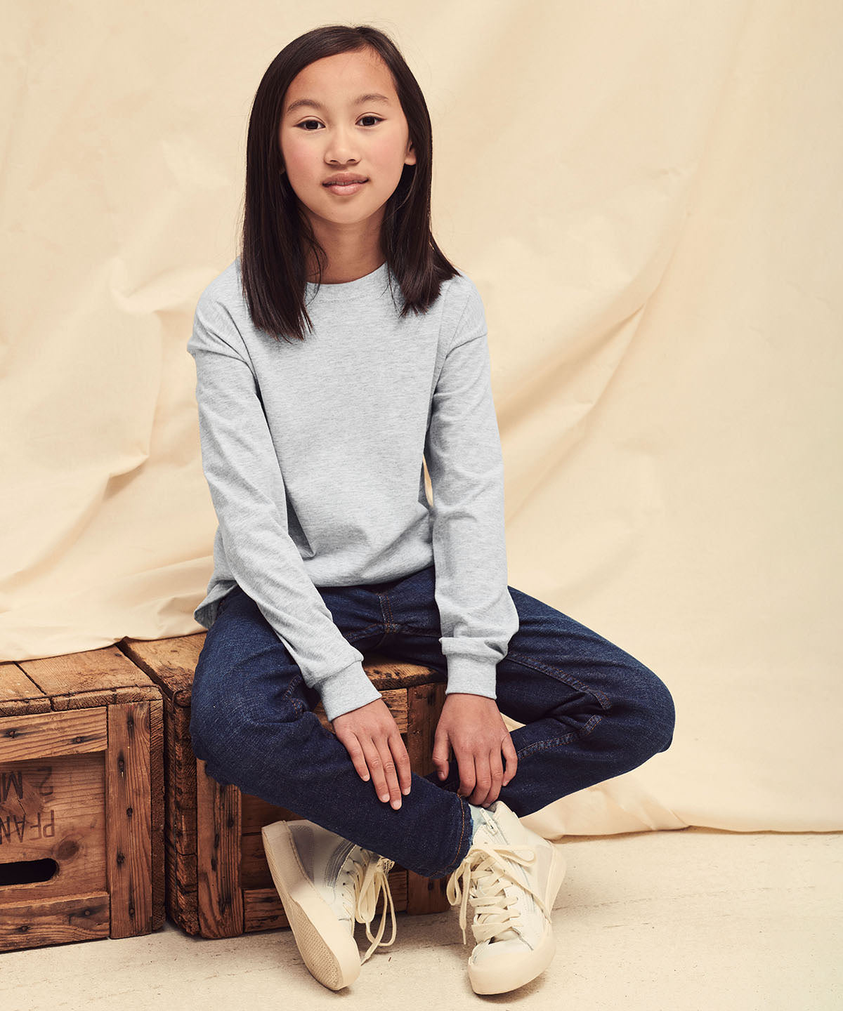 Red - Kids long sleeve valueweight T - GarmentEmbroidery