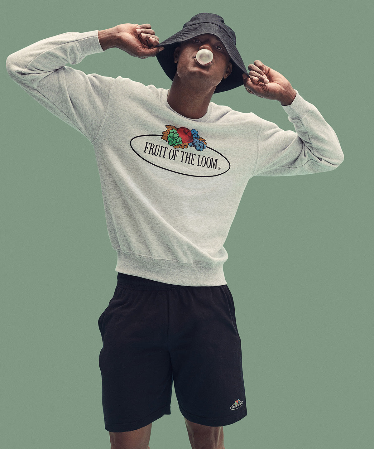 Navy - Vintage set-in sweatshirt large logo print - GarmentEmbroidery