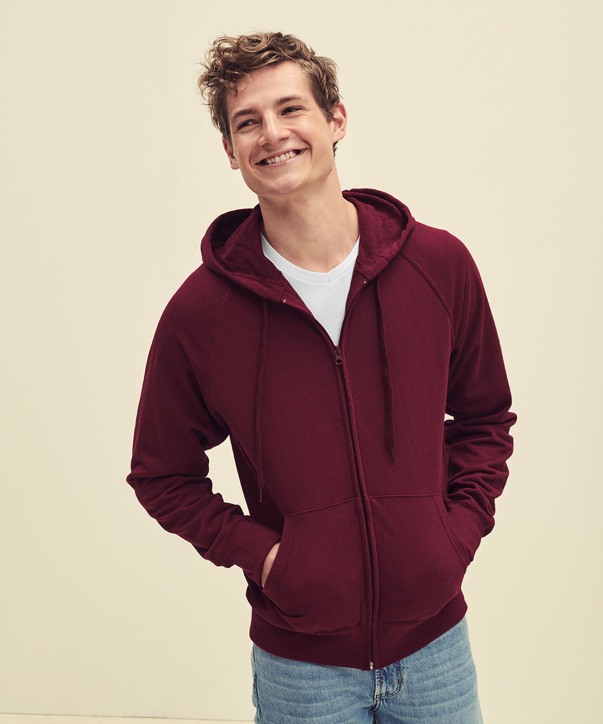 White - Lightweight hooded sweatshirt jacket - GarmentEmbroidery