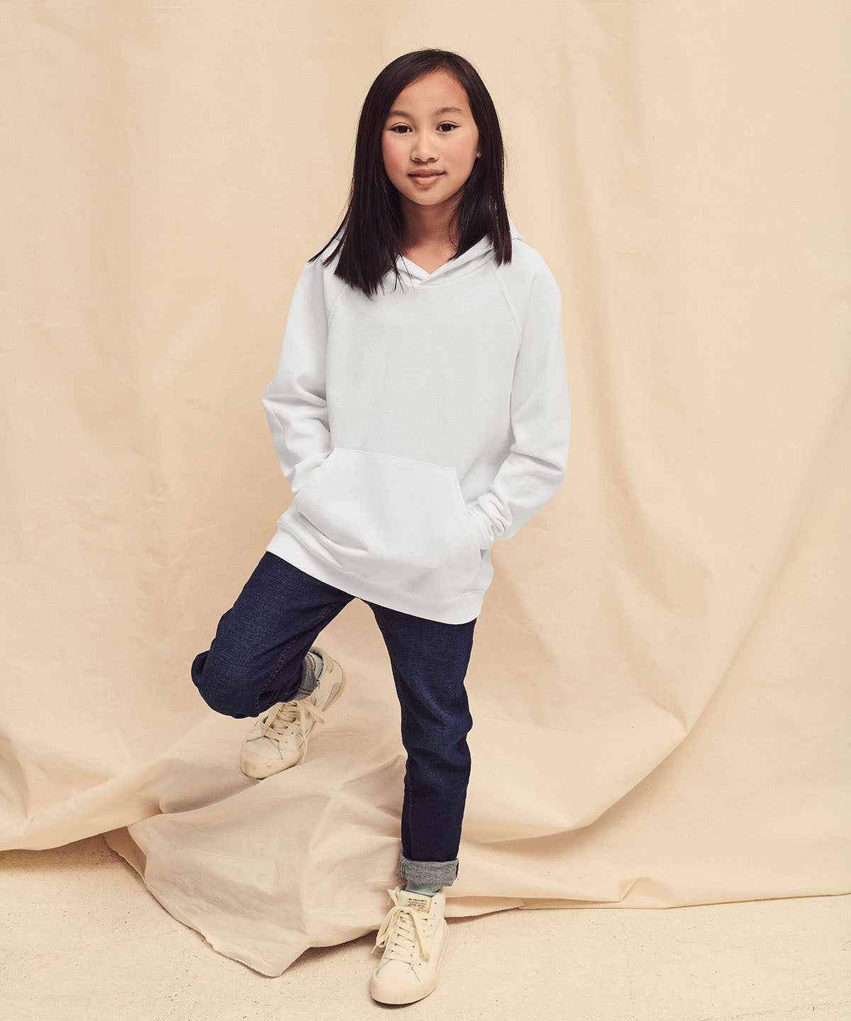 White - Kids lightweight hooded sweatshirt - GarmentEmbroidery