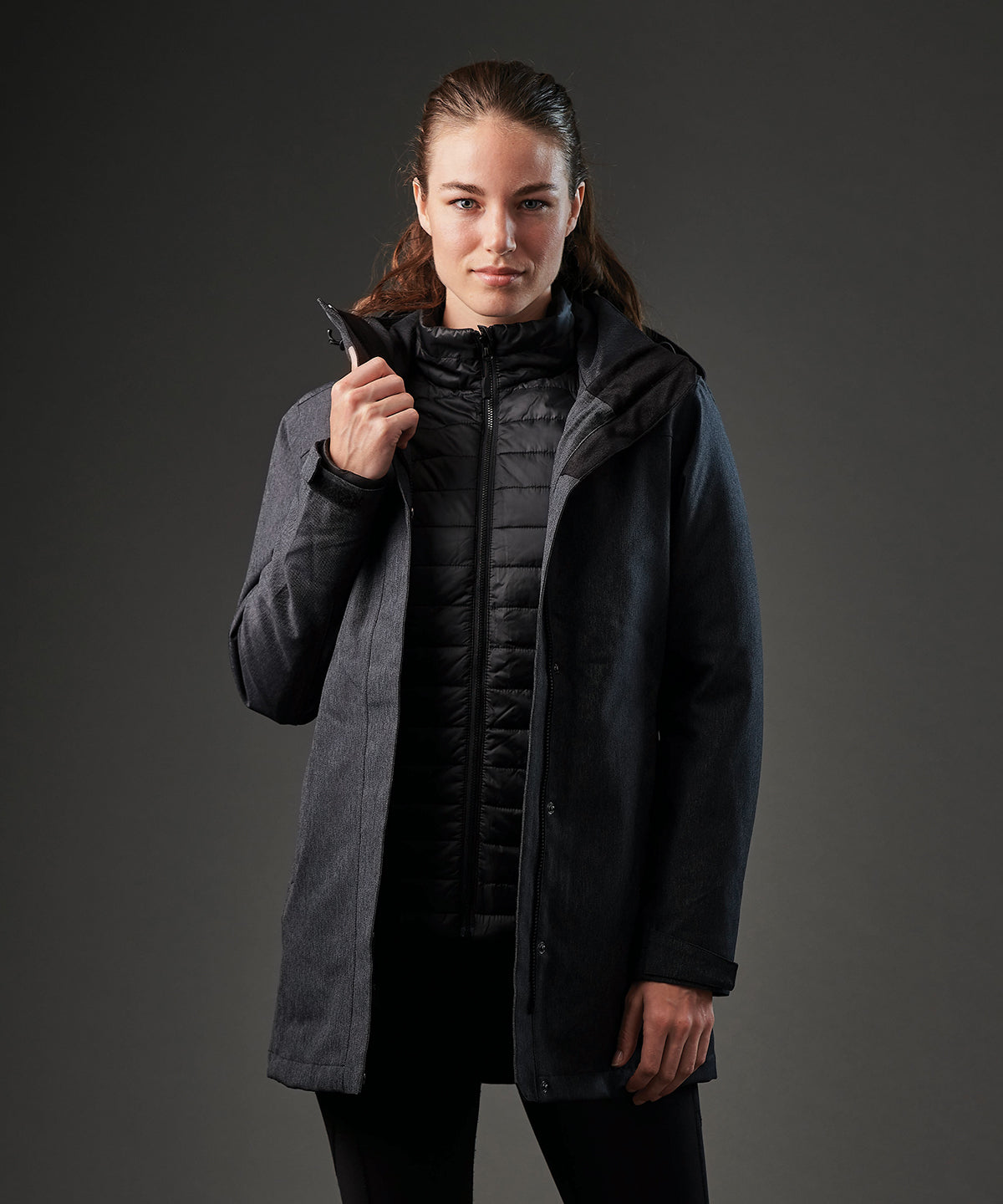 Charcoal Twill - Women's Avalanche system jacket - GarmentEmbroidery