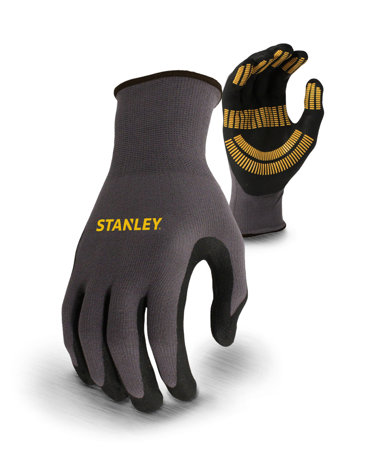 Grey/Black/Yellow - Stanley razor thread gripper gloves - GarmentEmbroidery
