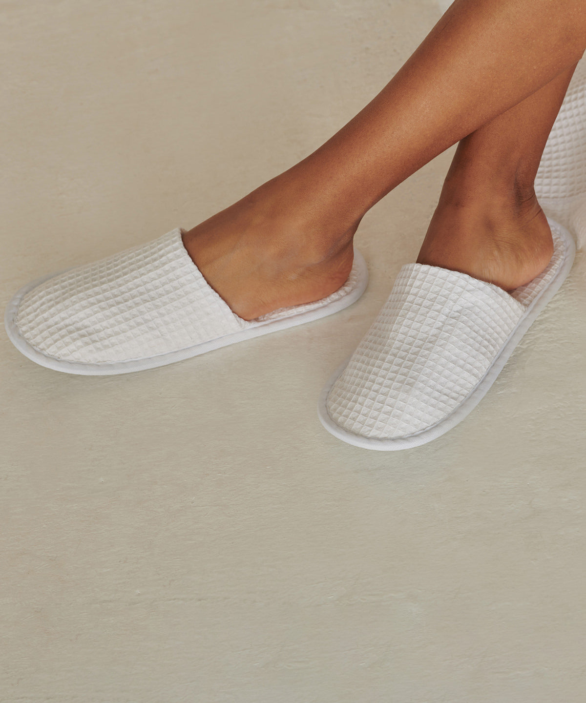 White - Waffle mule slippers - GarmentEmbroidery
