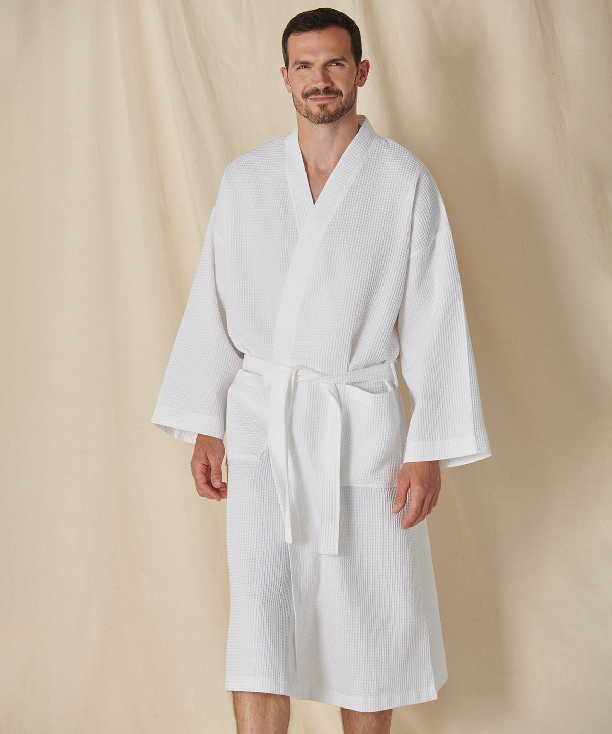 White - Waffle robe - GarmentEmbroidery