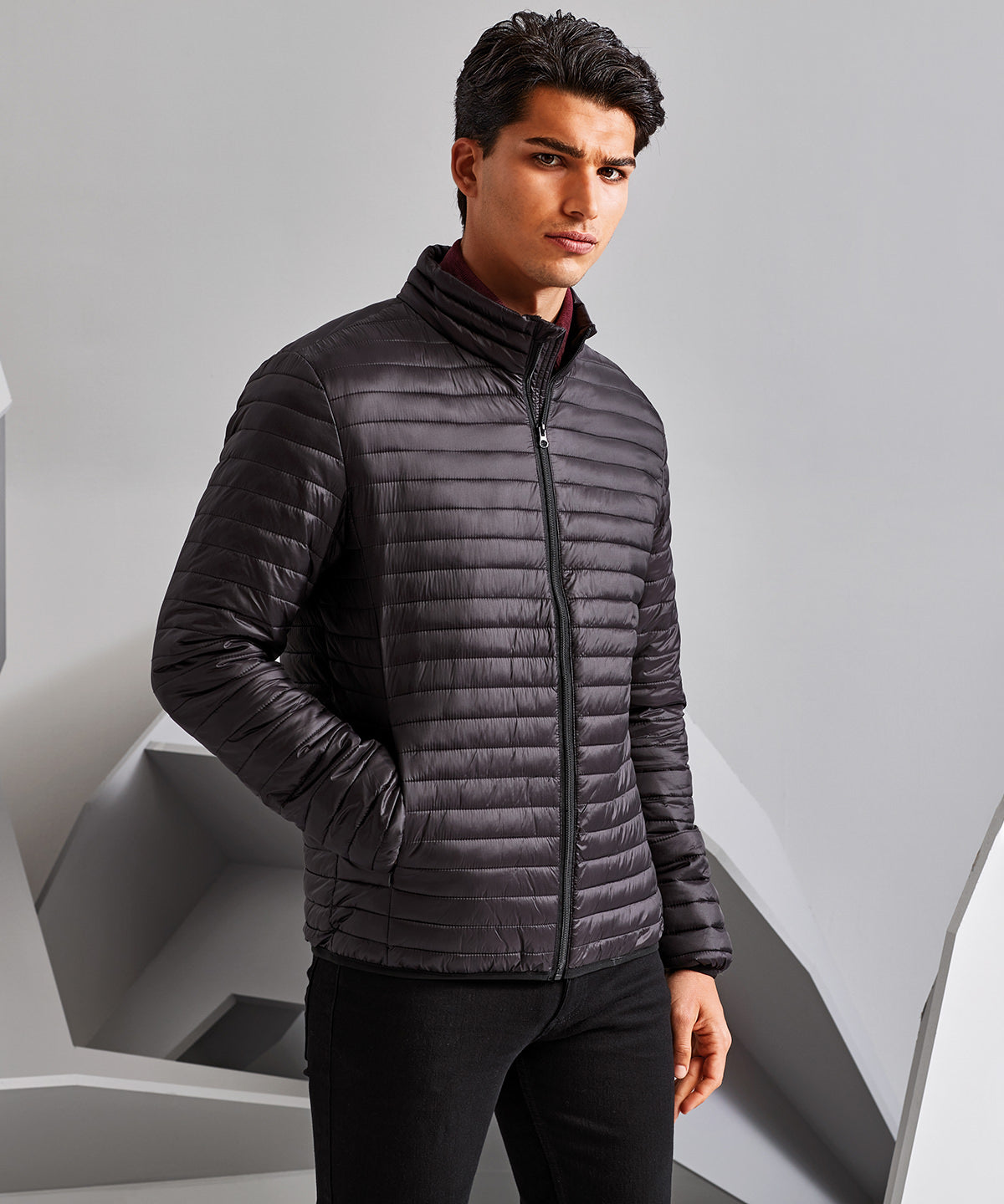 White - Tribe fineline padded jacket - GarmentEmbroidery