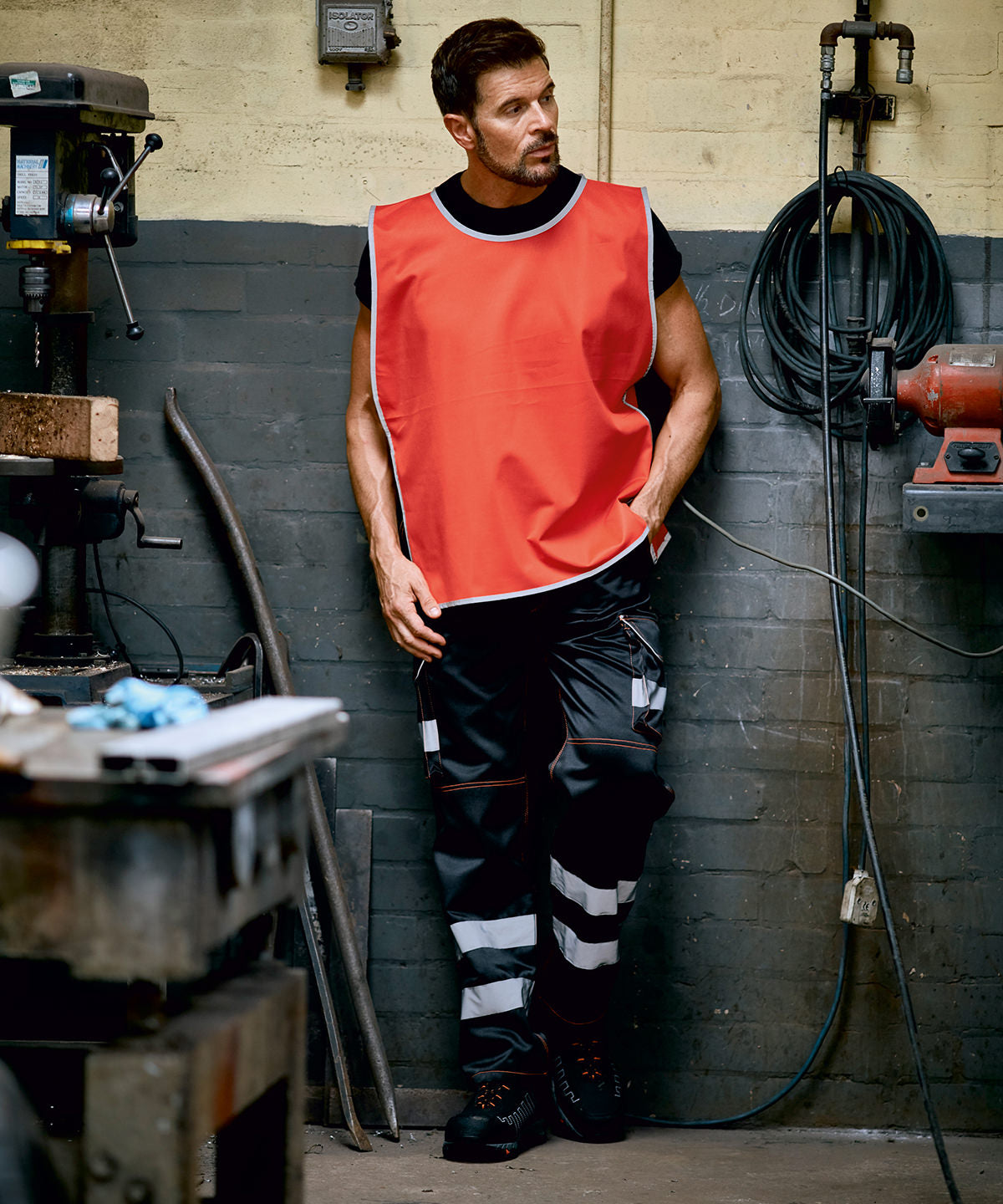 Sky Blue - Hi-vis reflective border tabard (HVJ259) - GarmentEmbroidery