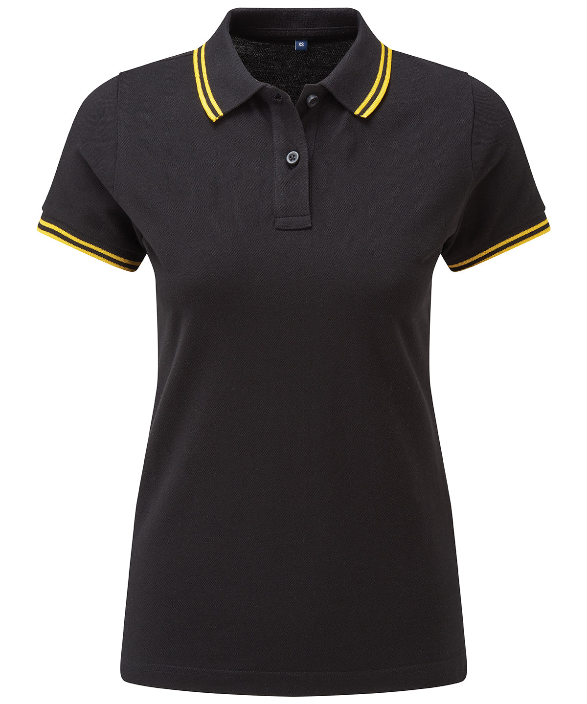 Black/Yellow - Women's classic fit tipped polo - GarmentEmbroidery