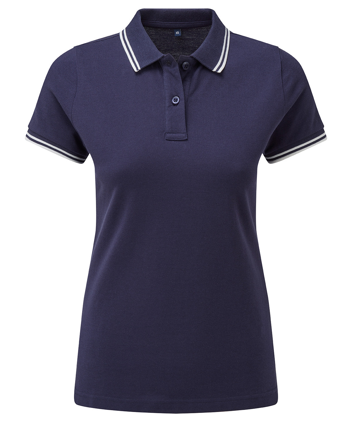 Navy/White - Women's classic fit tipped polo - GarmentEmbroidery