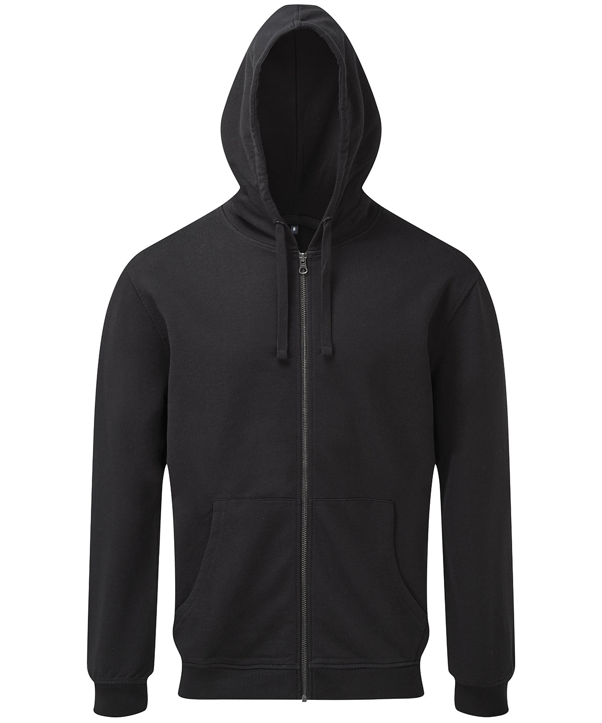 Black - Men's coastal vintage wash loop back zip through hoodie - GarmentEmbroidery