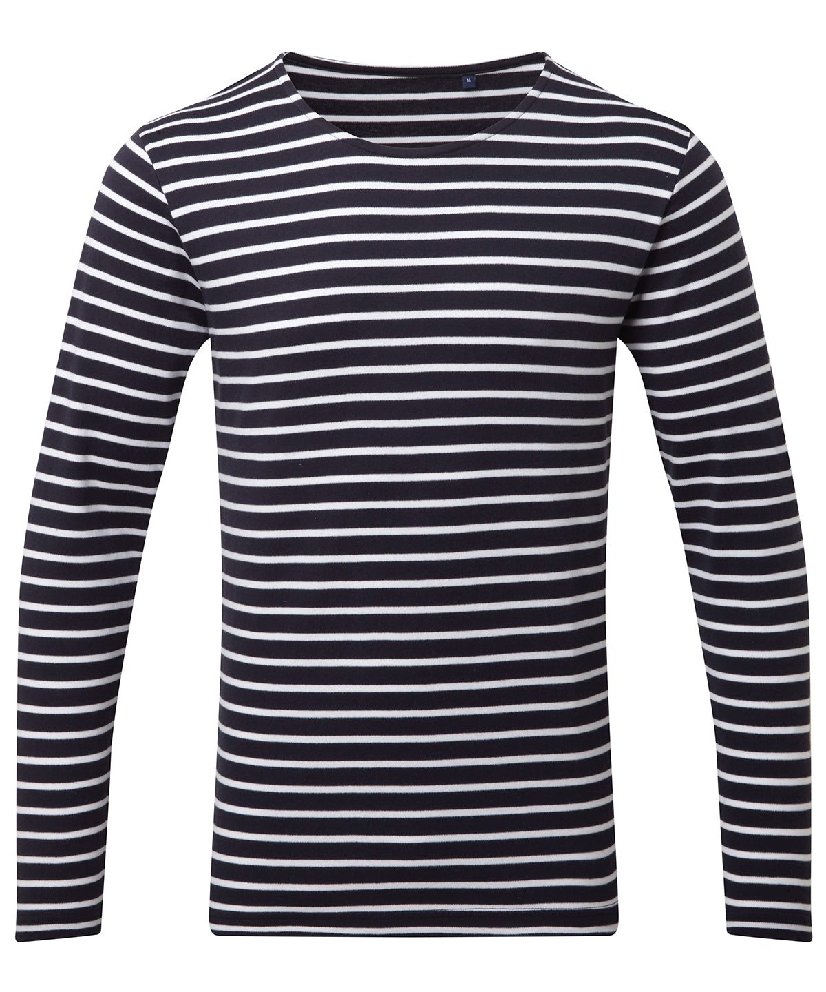 Navy/White - Men's Marinière coastal long sleeve tee - GarmentEmbroidery