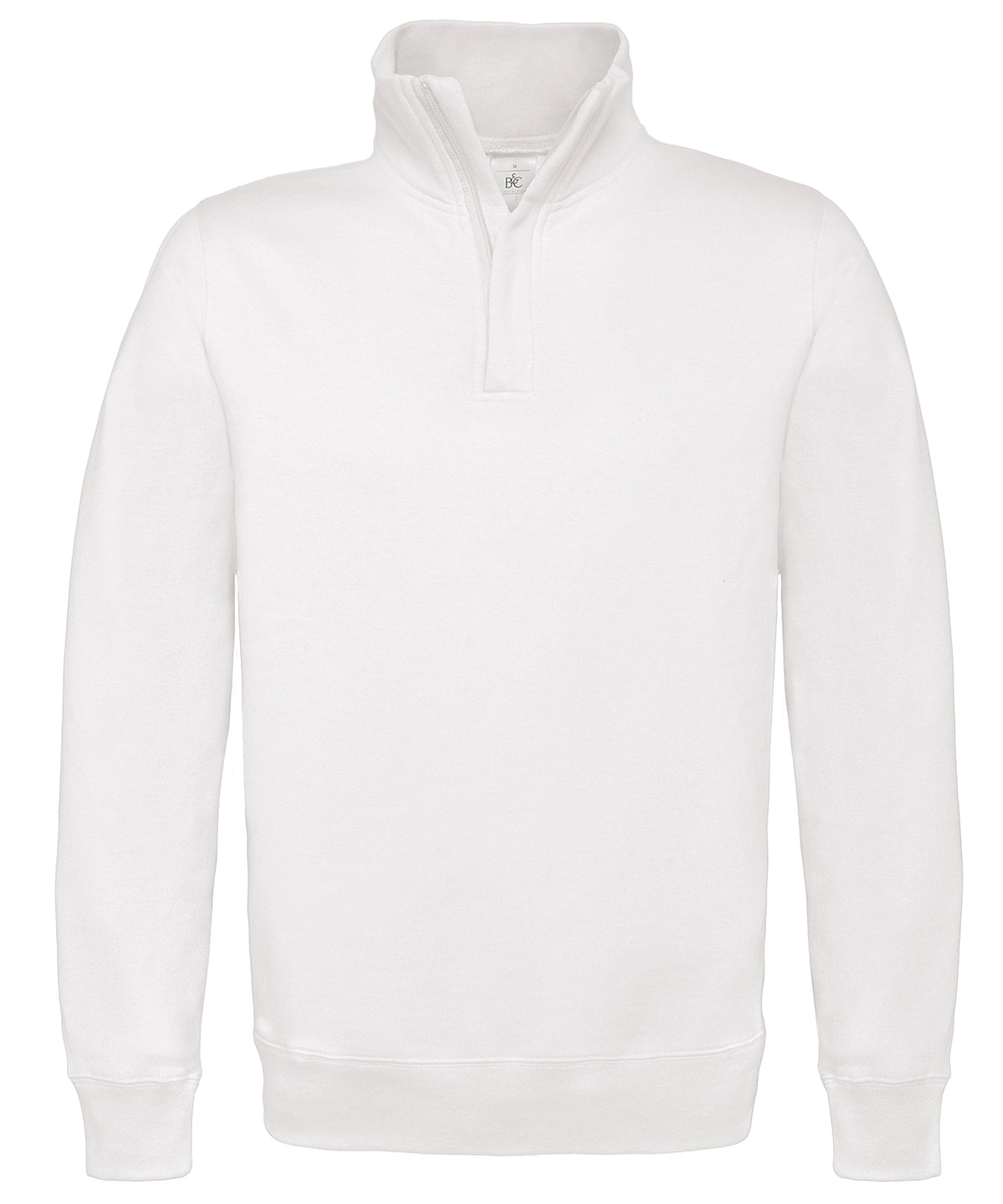 White - B&C ID.004 ¼ zip sweatshirt - GarmentEmbroidery